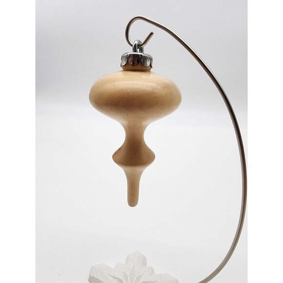 Handmade Set of 2 Wooden Ornaments Unique Finial Shaped Light wood Minimalist - Picture 8 of 12